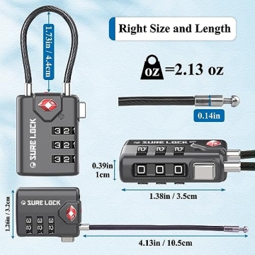 TSA Approved Durable Travel Luggage Locks with Inspection Indicator