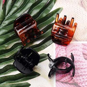 12 Pieces Medium Size Hair Claw Clamp 1.3 Inch No-Slip Grip Jaw Clips for Women and Girls Stocking Stuffers(Black and Brown)