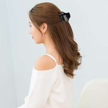 12 Pieces Medium Size Hair Claw Clamp 1.3 Inch No-Slip Grip Jaw Clips for Women and Girls Stocking Stuffers(Black and Brown)