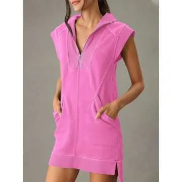 Women's Summer Half Zip Tunic Dress for Active Lifestyle