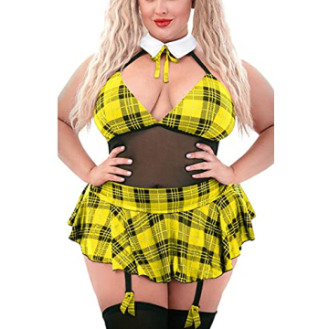 EVELUST Plus Size Sexy Schoolgirl Lingerie Set for Women
