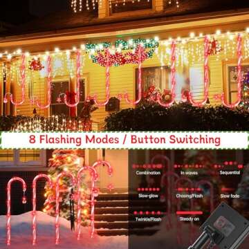 Outdoor Christmas Decorations,12 Pack 28in Solar Christmas Candy Cane Pathway Marker Lights with Two Solar Panel,96 Red LEDs 8 Modes Xmas Decorations for Holiday Walkway Patio Garden Yard Lawn Decor