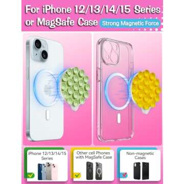 MagSuction Silicone Suction Cup Phone Mount for MagSafe - Perfect for TikTok & Selfies, Strong Grip,...