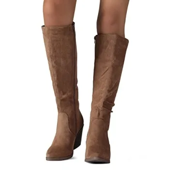 Putu Women’s Pointed Toe Knee High Boots in Brown