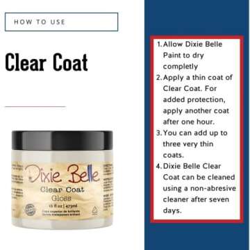 Dixie Belle Paint Company | Gloss Clear Coat (16oz) | Glossy Finish Polyacrylic Topcoat | Chalk-Frie...
