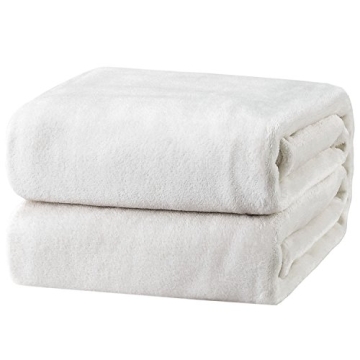 Bedsure Fleece Blanket Twin Size White - 300GSM Lightweight Plush Fuzzy Cozy Soft Warm Blanket for B...