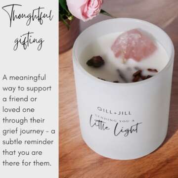 Little Light Scented Candle, Hug in a Jar Candle, Miscarriage Gifts for Mothers, Get Well Soon Gifts for Women, IVF Warrior, Chemo Gifts, Natural Paraffin-Free Wax with Rose, Pink Quartz, Cinnamon