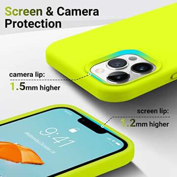 AOTESIER Shockproof Designed for iPhone 12 Pro Max Case, Liquid Silicone Phone Case with [Soft Anti-Scratch Microfiber Lining] Drop Protection 6.7 inch Slim Thin Cover, Neon