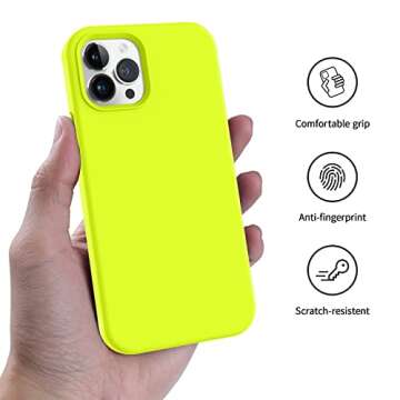 AOTESIER Shockproof Designed for iPhone 12 Pro Max Case, Liquid Silicone Phone Case with [Soft Anti-Scratch Microfiber Lining] Drop Protection 6.7 inch Slim Thin Cover, Neon