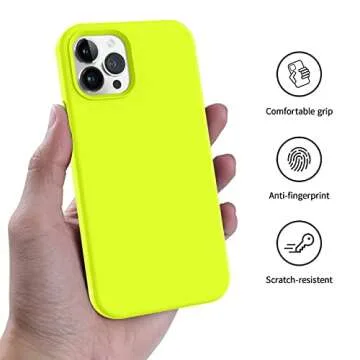 AOTESIER Shockproof Designed for iPhone 12 Pro Max Case, Liquid Silicone Phone Case with [Soft Anti-Scratch Microfiber Lining] Drop Protection 6.7 inch Slim Thin Cover, Neon