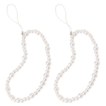 Staqlo 2PCS Beaded Phone Lanyard Wrist Strap Handmade Style Fixed Beads Pearl Bracelet Camera Car Ke...
