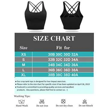 Youloveit Sports Bras for Women Padded Longline Yoga Cami Crop Tank Tops with Built-in Bra(M,Black)