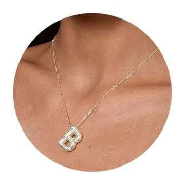 Z ZACHÉ 18k Gold Plated Bubble Letter G Necklace Cubic Zirconia Initial Pendants Chain Necklace Women Female Monogram Necklace