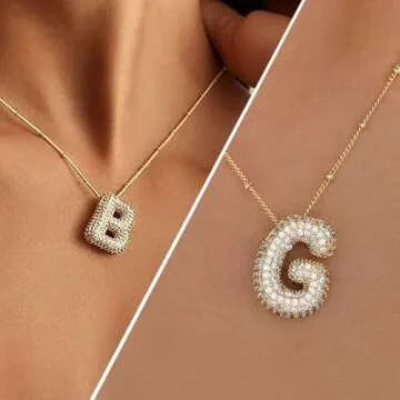 Z ZACHÉ 18k Gold Plated Bubble Letter G Necklace Cubic Zirconia Initial Pendants Chain Necklace Women Female Monogram Necklace