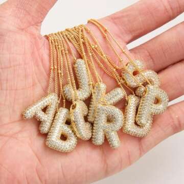 Z ZACHÉ 18k Gold Plated Bubble Letter G Necklace Cubic Zirconia Initial Pendants Chain Necklace Women Female Monogram Necklace