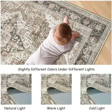 Roxstand 8x10 Washable Rug for Home Decor