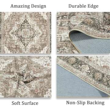 Roxstand 8x10 Washable Rug for Home Decor