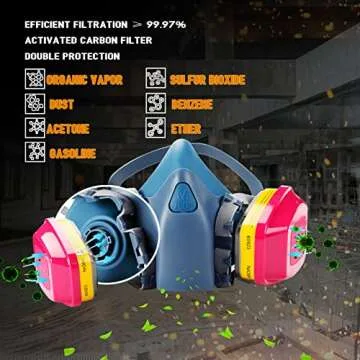 Xaafgv Reusable Half Face Respirator 7502, Respirator Mask with 60923 Filters Against Gases, Vapors, Dust, Fumes Suitable for Painting, Grinding, Welding, Sanding, Chemicals and Other Work, Medium