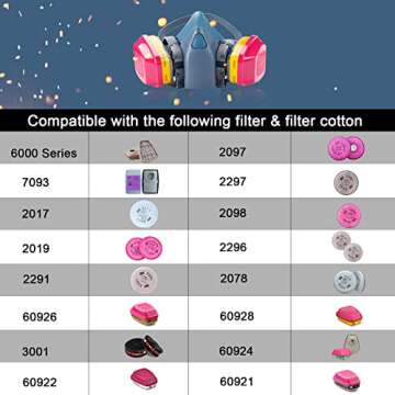 Xaafgv Reusable Half Face Respirator 7502, Respirator Mask with 60923 Filters Against Gases, Vapors, Dust, Fumes Suitable for Painting, Grinding, Welding, Sanding, Chemicals and Other Work, Medium