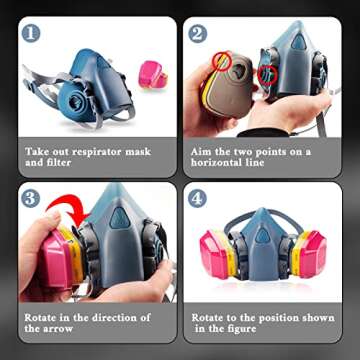 Xaafgv Reusable Half Face Respirator 7502, Respirator Mask with 60923 Filters Against Gases, Vapors, Dust, Fumes Suitable for Painting, Grinding, Welding, Sanding, Chemicals and Other Work, Medium