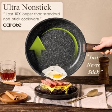 CAROTE 17pcs Non-stick Cookware Set with Space Saving Design