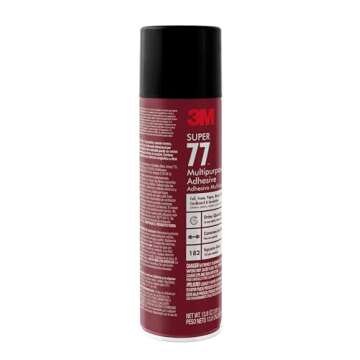 3M Super 77 Multipurpose Spray Adhesive, 13.8 oz., Provides Secure Bond In 15 Seconds, Dries Clear, Ideal For Plastic, Glass, Paper, Fabric, Wood, Foam, Cardboard, Fiberglass & More (77-DSC)