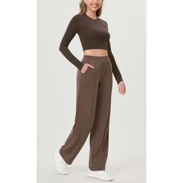 ODODOS Women's Modal Soft Classic Pants Mid Rise Pull-On Lounge Casual Work Pants with Pockets, Nutria, Small