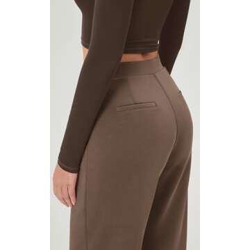 ODODOS Women's Modal Soft Classic Pants Mid Rise Pull-On Lounge Casual Work Pants with Pockets, Nutria, Small