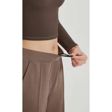 ODODOS Women's Modal Soft Classic Pants Mid Rise Pull-On Lounge Casual Work Pants with Pockets, Nutria, Small