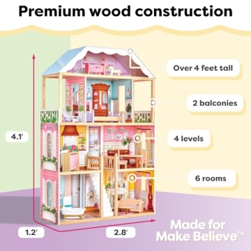 KidKraft Charlotte Wooden Dollhouse for 12-Inch Dolls