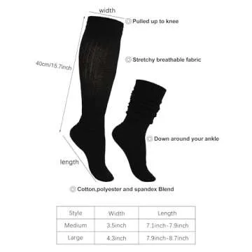 Geyoga 3 Pairs Slouch Socks Scrunch Cotton Knit Boot Soft Long Winter Stacked Socks for Women