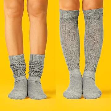 Geyoga 3 Pairs Slouch Socks Scrunch Cotton Knit Boot Soft Long Winter Stacked Socks for Women