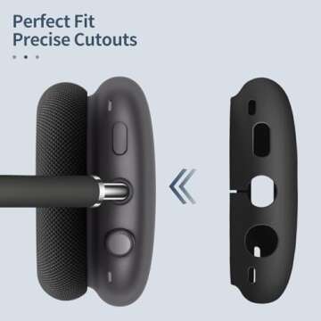 Fintie Silicone Case Cover for AirPods Max Headphone, Anti-Scratch Ear Cups and Headband Cover, Skin Protector Accessories for AirPods Max (Black)