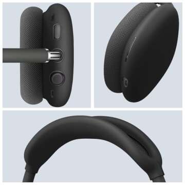 Fintie Silicone Case Cover for AirPods Max Headphone, Anti-Scratch Ear Cups and Headband Cover, Skin Protector Accessories for AirPods Max (Black)