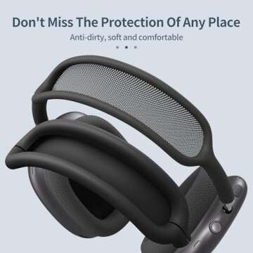 Fintie Silicone Case Cover for AirPods Max Headphone, Anti-Scratch Ear Cups and Headband Cover, Skin Protector Accessories for AirPods Max (Black)