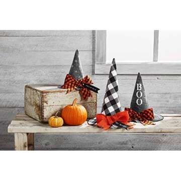 Mud Pie Witch Hat Halloween Table Sitter, Medium 6" x 4 1/2" Dia, Black (40030063M)
