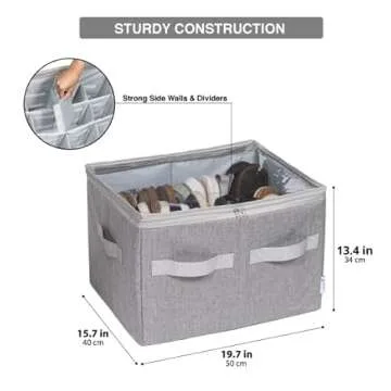 Moteph Shoe Organizer for Closet - Shoe Storage Organizer for Closet Organization with Clear Cover & Adjustable Dividers, Shoe Rack & Basket - (Grey, Medium - 16 Pairs)