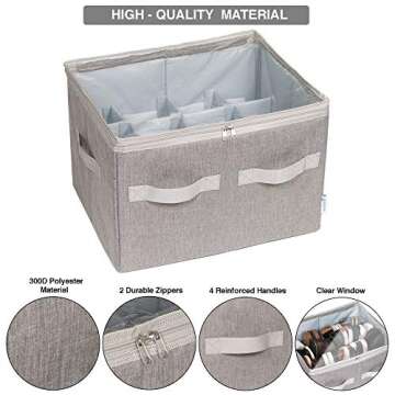 Moteph Shoe Organizer for Closet - Shoe Storage Organizer for Closet Organization with Clear Cover & Adjustable Dividers, Shoe Rack & Basket - (Grey, Medium - 16 Pairs)