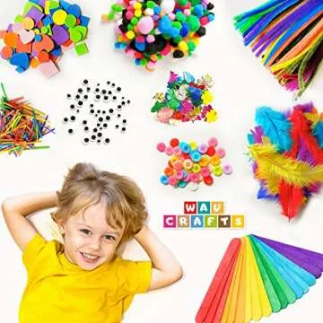 WAU CRAFTS Arts and Crafts Supplies for Kids - 1750 pcs Crafting Kit for Creative Fun
