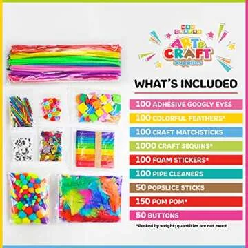WAU CRAFTS 1750 pcs Arts and Crafts Supplies for Kids