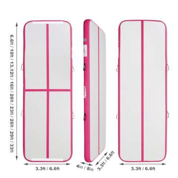 FBSPORT 6.6ft Inflatable Air Gymnastics Mat Training Mats 4 inches Thickness Gymnastics Tracks for H...