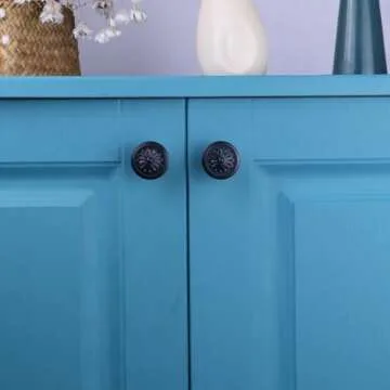 Xlroaafs Kitchen Cabinet Knobs, 10 Pack Matte Black Zinc Alloy, 1-2/5'' Round Handles for Cabinets and Drawers Dresser, Included Screws