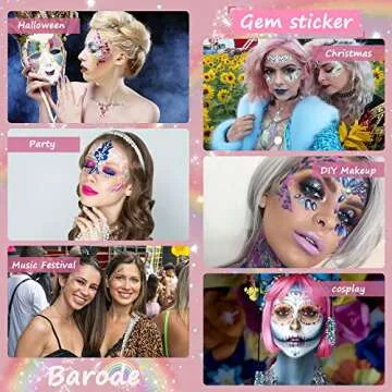 Face Jewels Stickers Gems, 9 Sheets Eye Body Face Gems, Rhinestone Eye Body Jewels Stickers, Self Adhesive Rhinestones Rainbow Face Gems for Women Festival Accessory