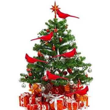 Alpurple 12 PCS 5.5 Inch Artificial Red Cardinal Birds Clip-Christmas Cardinal Birds Clip for Christmas Tree Ornament Decorations, Arts and Crafts