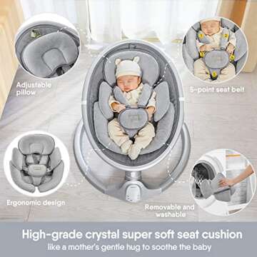 BabyBond Portable Bluetooth Infant Swing with Music Speaker