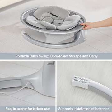 BabyBond Portable Bluetooth Infant Swing with Music Speaker