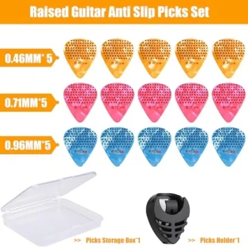 15 Pack Non-Slip Celluloid Guitar Picks with Holder