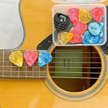 15 Pack Non-Slip Celluloid Guitar Picks with Holder