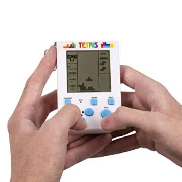 Tetris Keyring Handheld Arcade Game - Retro Mini Portable Handheld Tetris Game for Kids and Adults. Original Gameplay Including Original Tetris Sounds. Officially Licensed Tetris Game.
