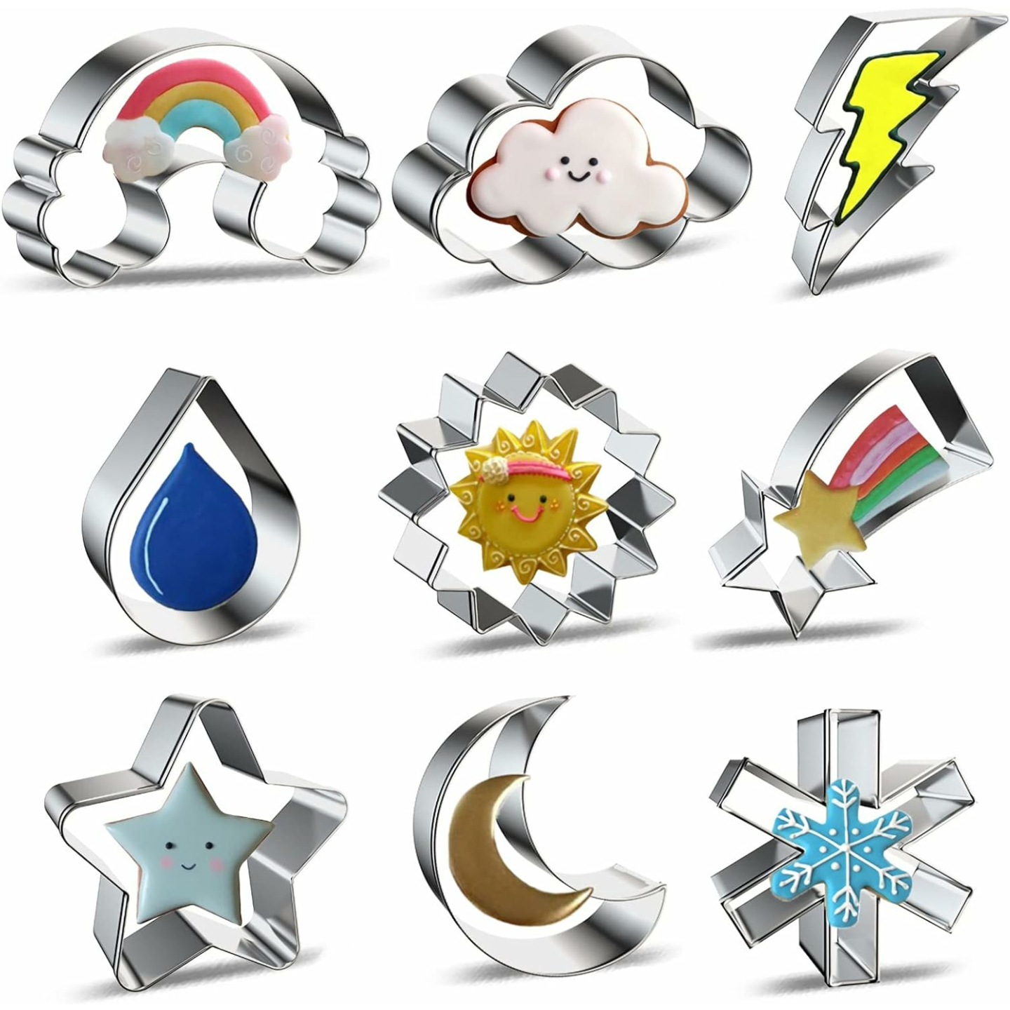 9-Piece Weather Cookie Cutter Set for Baking Fun